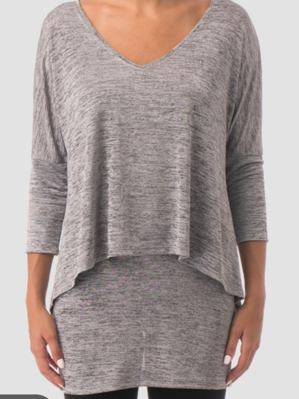 Joseph Ribkoff gray layered long tunic top blouse shirt size 8